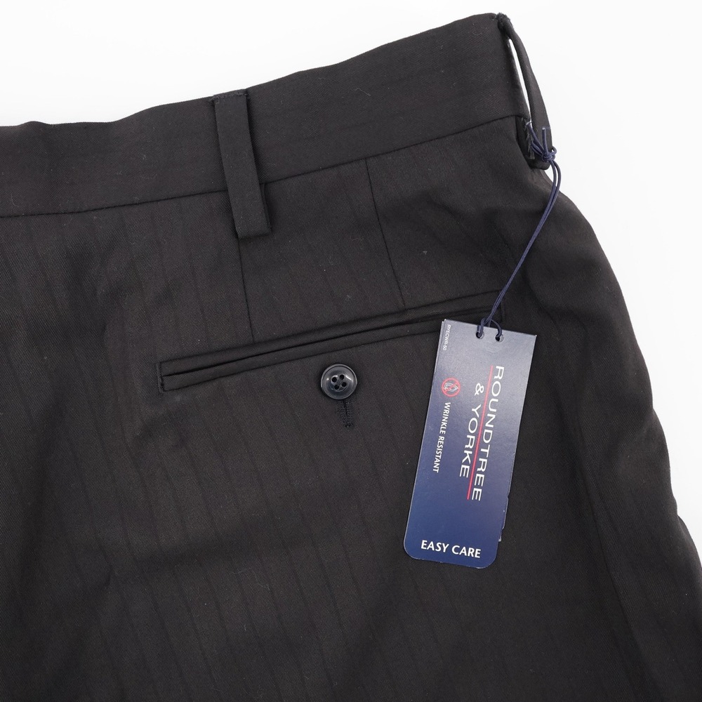 NEW Roundtree & Yorke Easy Care Pinstripe Dress Pants Black Mens 36x30
